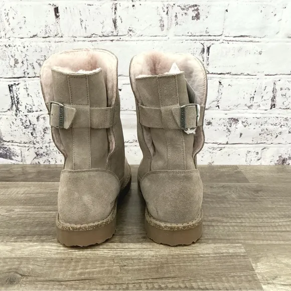 New Birkenstock uppsala boots taupe rose shearling buckle size 39