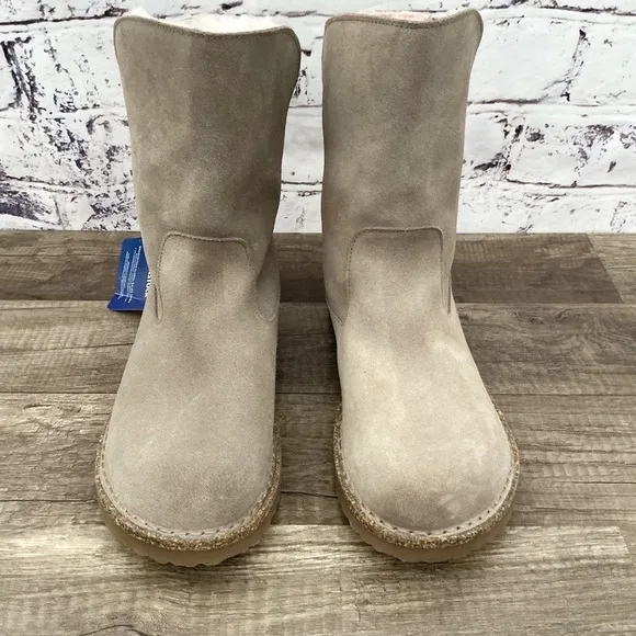 New Birkenstock uppsala boots taupe rose shearling buckle size 39