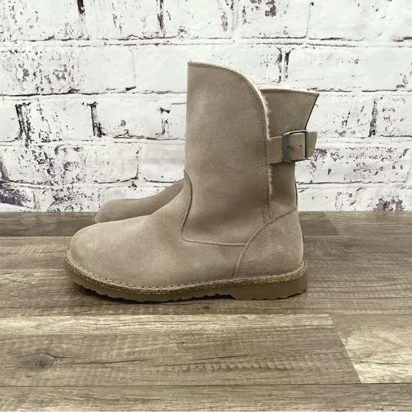 New Birkenstock uppsala boots taupe rose shearling buckle size 39