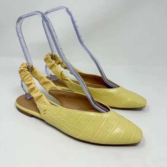 NEW Circus by Sam Edelman Pineapple Yellow Crocodile Omina Slingback Flats Sz 9