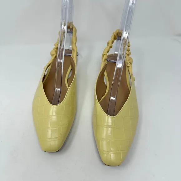 NEW Circus by Sam Edelman Pineapple Yellow Crocodile Omina Slingback Flats Sz 9