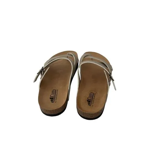 New Cliffs by White Mountain Women’s Tan Comfort slide sandals size 9 1/2 W.