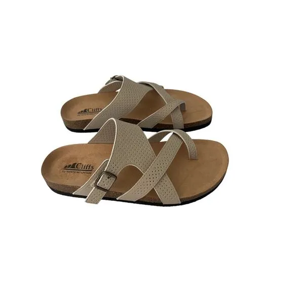 New Cliffs by White Mountain Women’s Tan Comfort slide sandals size 9 1/2 W.