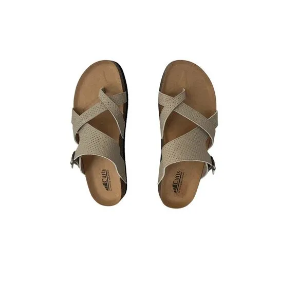 New Cliffs by White Mountain Women’s Tan Comfort slide sandals size 9 1/2 W.