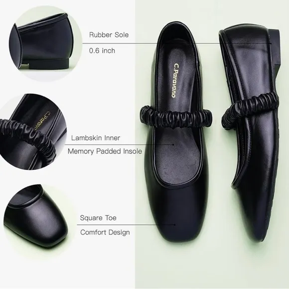 New C.Paravano Mary Jane Shoes for Women |Mary Jane | Leather Ballet Flat