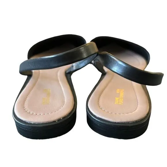 NEW DIANE VON FURSTENBERG Koko Point Toe Slingback Flats in Black Ivory SZ 7.5