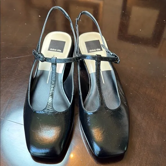 🐓New Dolce Vita Deidra Flats Midnight Crinkle Patent Leather