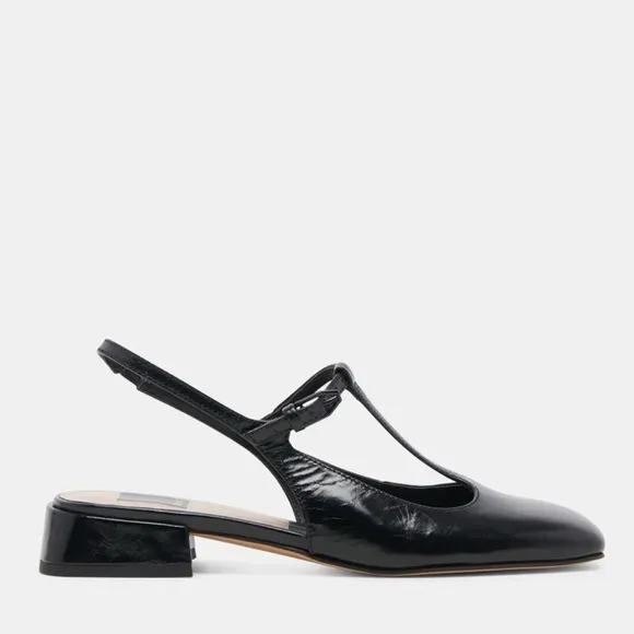 🐓New Dolce Vita Deidra Flats Midnight Crinkle Patent Leather
