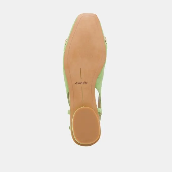 NEW DOLCE VITA Suede Ramano Slingback Flats Lime Suede for women 462tn