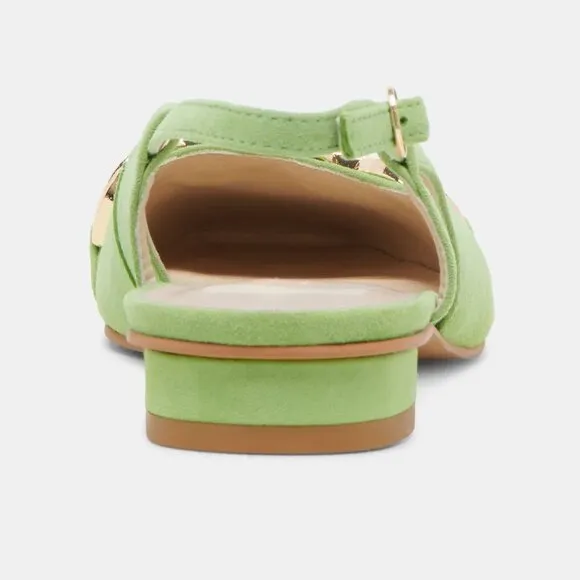 NEW DOLCE VITA Suede Ramano Slingback Flats Lime Suede for women 462tn