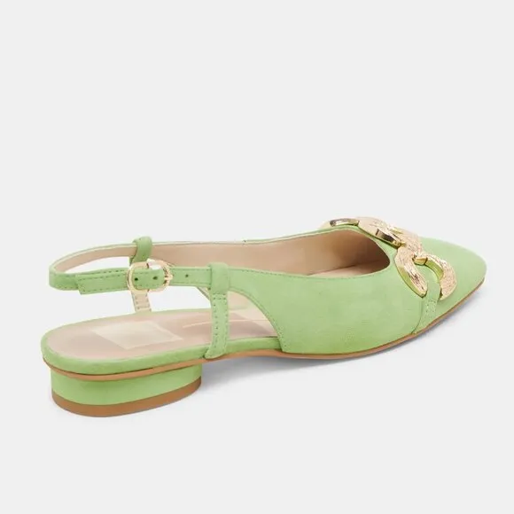 NEW DOLCE VITA Suede Ramano Slingback Flats Lime Suede for women 462tn