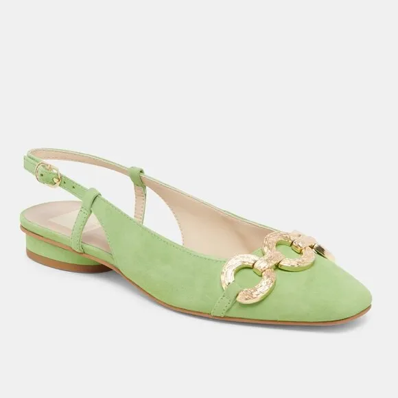 NEW DOLCE VITA Suede Ramano Slingback Flats Lime Suede for women 462tn