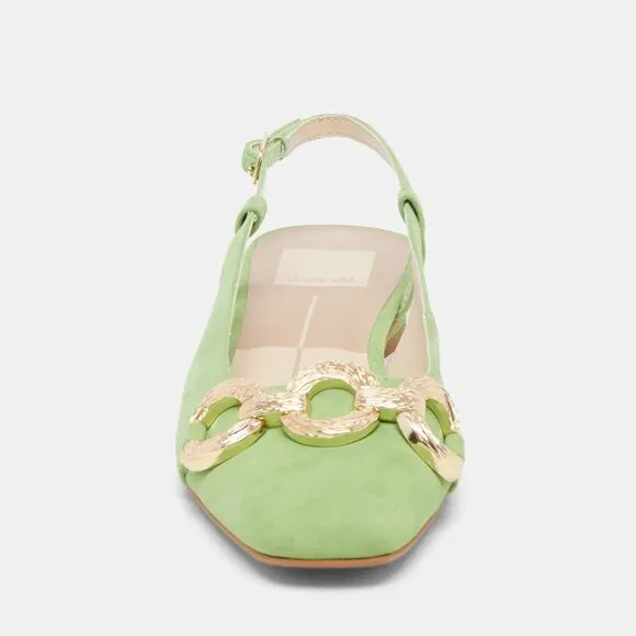 NEW DOLCE VITA Suede Ramano Slingback Flats Lime Suede for women 462tn