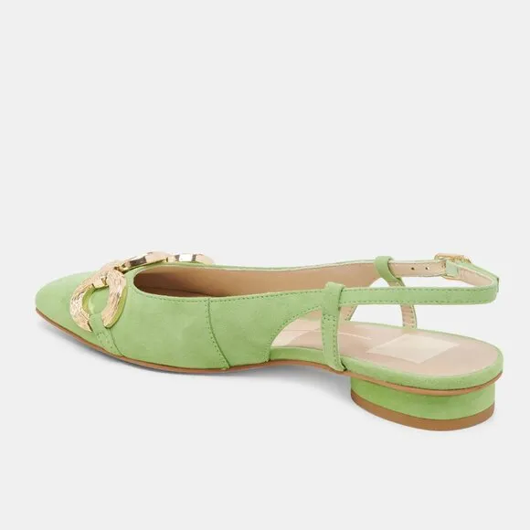 NEW DOLCE VITA Suede Ramano Slingback Flats Lime Suede for women 462tn