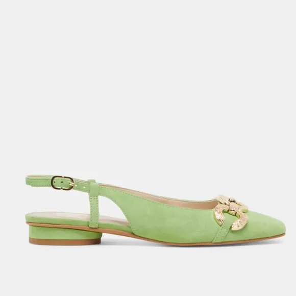 NEW DOLCE VITA Suede Ramano Slingback Flats Lime Suede for women 462tn