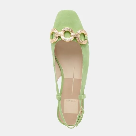 NEW DOLCE VITA Suede Ramano Slingback Flats Lime Suede for women 462tn