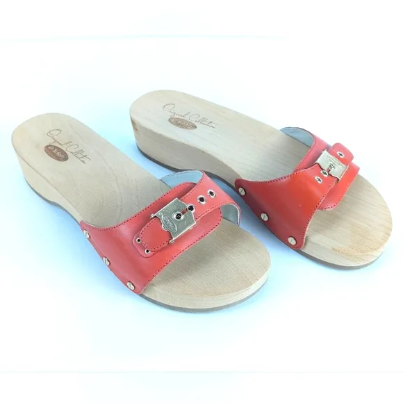NEW Dr. Scholl's Anthroplogie Original Collection Red Leather Sandal Size 9