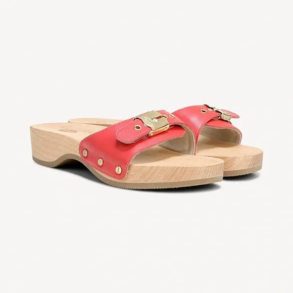 NEW Dr. Scholl's Anthroplogie Original Collection Red Leather Sandal Size 9