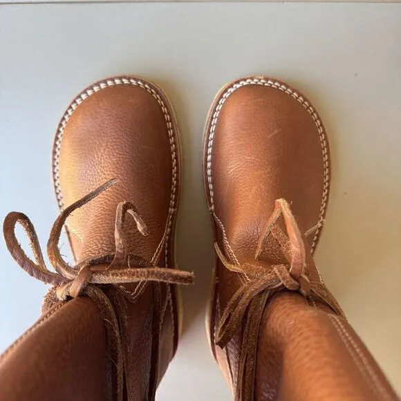NEW DUCKFEET Silkeborg Sz 37 Leather Tall Boot Nut Brown Sheep Wool Wide Toebox