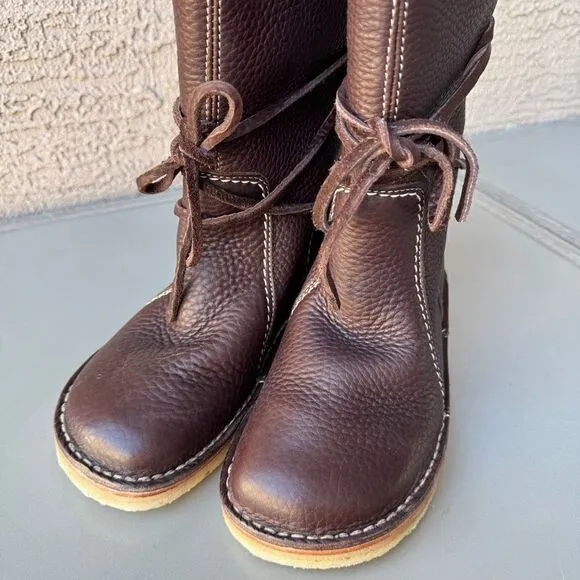 NEW DUCKFEET Silkeborg Sz 37 Leather Tall Boot Dark Brown Sheep Wool Wide Toebox