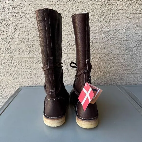 NEW DUCKFEET Silkeborg Sz 37 Leather Tall Boot Dark Brown Sheep Wool Wide Toebox
