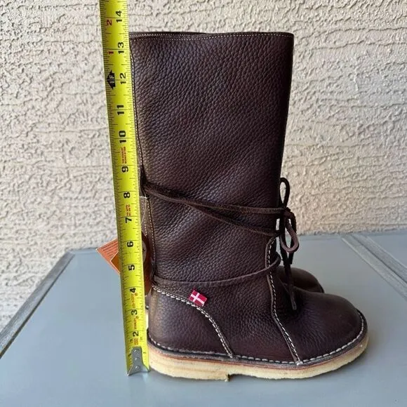 NEW DUCKFEET Silkeborg Sz 37 Leather Tall Boot Dark Brown Sheep Wool Wide Toebox