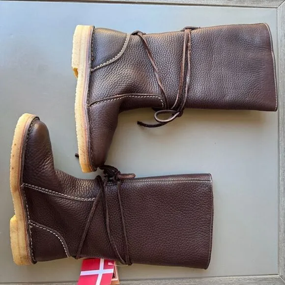 NEW DUCKFEET Silkeborg Sz 37 Leather Tall Boot Dark Brown Sheep Wool Wide Toebox