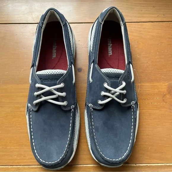 NEW Dunham Men’s Navy Nubuck Captain Boat Shoe Slip On Waterproof Loafers 9