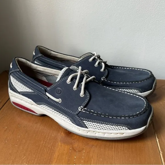 NEW Dunham Men’s Navy Nubuck Captain Boat Shoe Slip On Waterproof Loafers 9