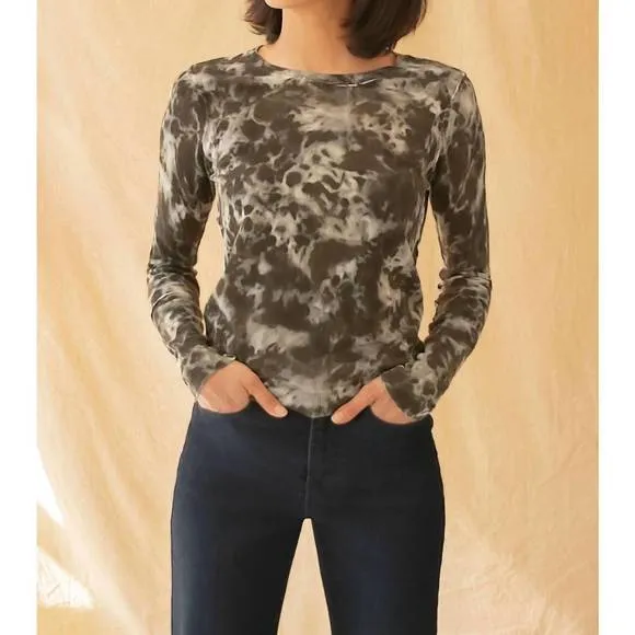 NEW ECRU reverse print crew neck in tie dye pine