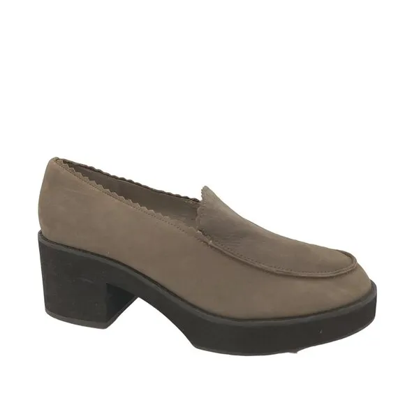 NEW Eileen Fisher Harria Loafers Womens 11 Gray Leather Platform Retro Y2K Chic