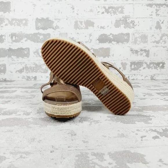 NEW Eileen Fisher Wanda Tan Gold Suede Espadrille Sandals X65
