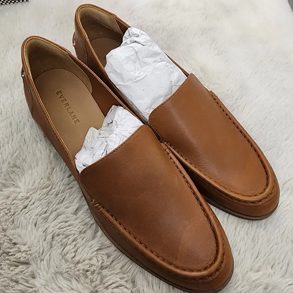 NEW Everlane The Modern Tan Leather Loafers In Camel