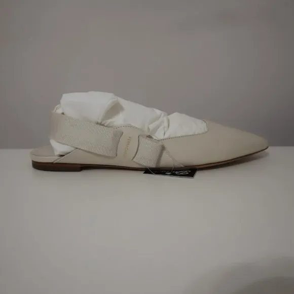 NEW Ferragamo White Slingback Flats, Size 7