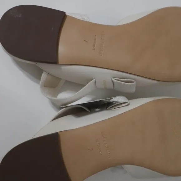 NEW Ferragamo White Slingback Flats, Size 7