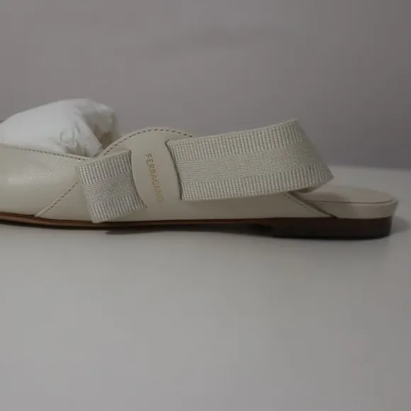 NEW Ferragamo White Slingback Flats, Size 7