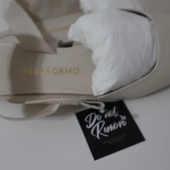 NEW Ferragamo White Slingback Flats, Size 7