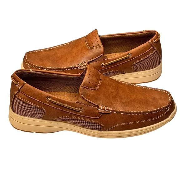 New Florsheim Brown Leather Lakeside Mac Toe Slip On Loafers Size 11M MSRP $119