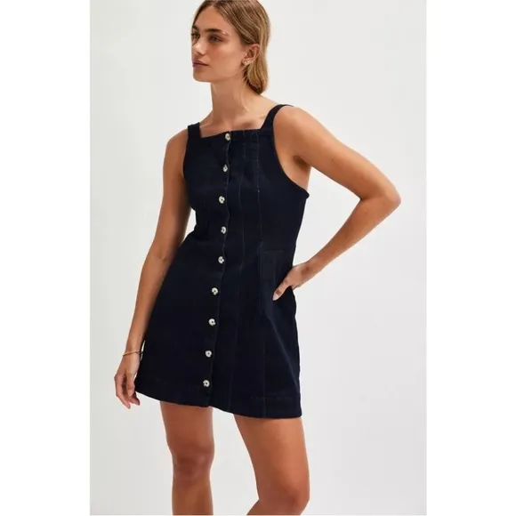 NEW Free People Gimme More Mini Dress Denim Jumper Size Small