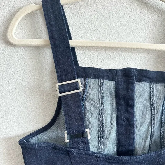 NEW Free People Gimme More Mini Dress Denim Jumper Size Small