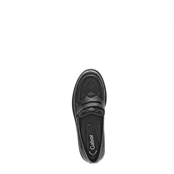 NEW GABOR women's 35.231.27 penny loafer in black quilted leather