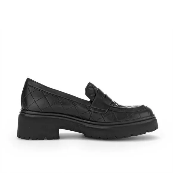 NEW GABOR women's 35.231.27 penny loafer in black quilted leather