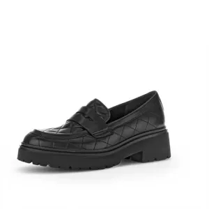 NEW GABOR women's 35.231.27 penny loafer in black quilted leather