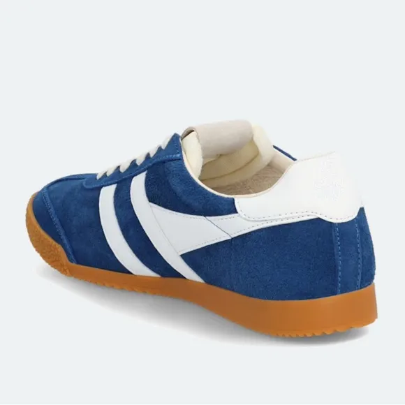 NEW Gola Blue and White Retro Suede Sneakers with Gum Sole