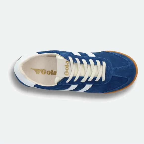 NEW Gola Blue and White Retro Suede Sneakers with Gum Sole