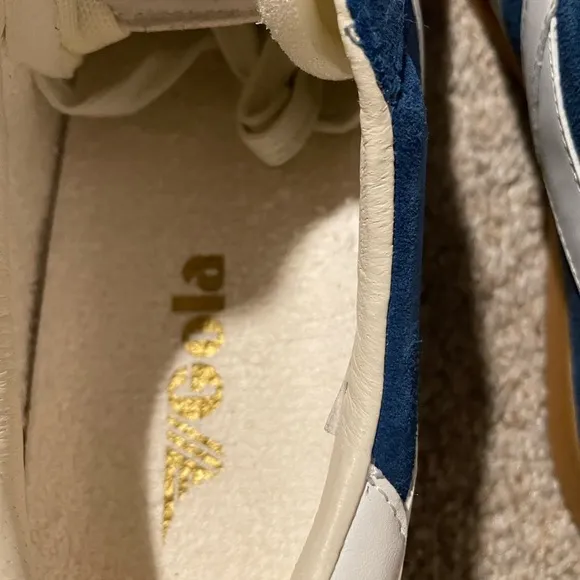 NEW Gola Blue and White Retro Suede Sneakers with Gum Sole