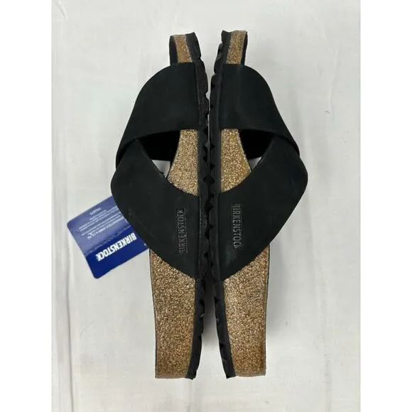 New In Box BIRKENSTOCK Siena II Black Leather Microfiber Footbed Narrow US W 6