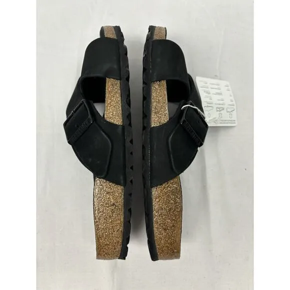 New In Box BIRKENSTOCK Siena II Black Leather Microfiber Footbed Narrow US W 6