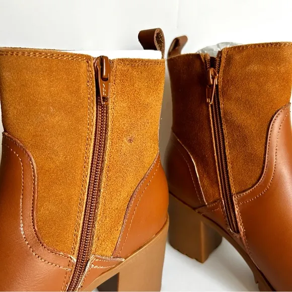 🌸NEW IN BOX Soludos Dani Shearling Platform Boots. Tan/Saddle. Size: 7