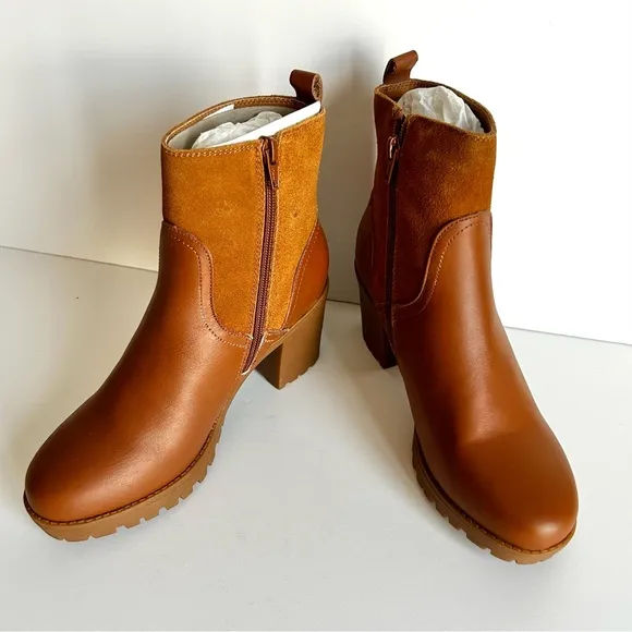 🌸NEW IN BOX Soludos Dani Shearling Platform Boots. Tan/Saddle. Size: 7